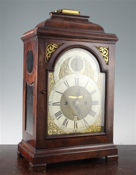 John Fell of London. A George III mahogany repeating musical bracket clock, 18in.